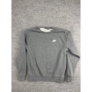Nike Sweatshirt Mens Small Gray Crewneck Fleece Pullover Embroidered Swoosh